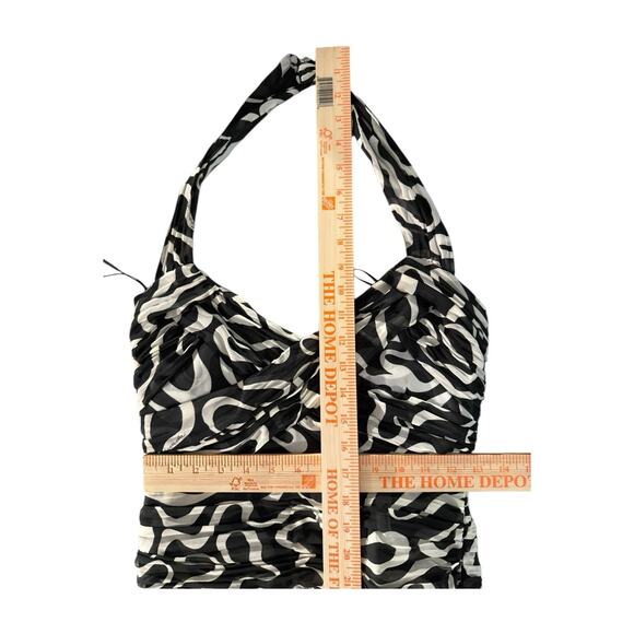 Vintage Escada Silk Halter Midi Dress Size 36 Us 6 Drop Waist Black White Gown - Picture 11 of 16